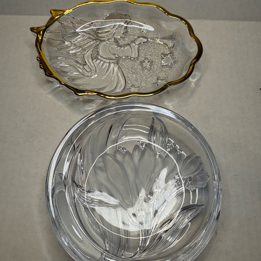 Two Vintage Mikasa Crystal Glass Dishes